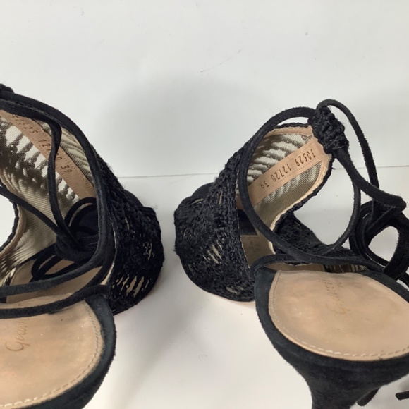 GIANVITO ROSSI Bardot crochet-knit and suede heels - Picture 10 of 16